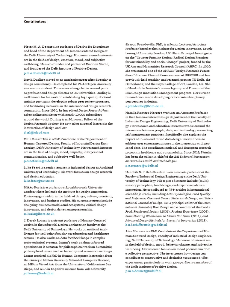 Design Research Contributors Overview | PDF | Science