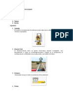 Materiales y equipos de topografía para levantamiento de terreno