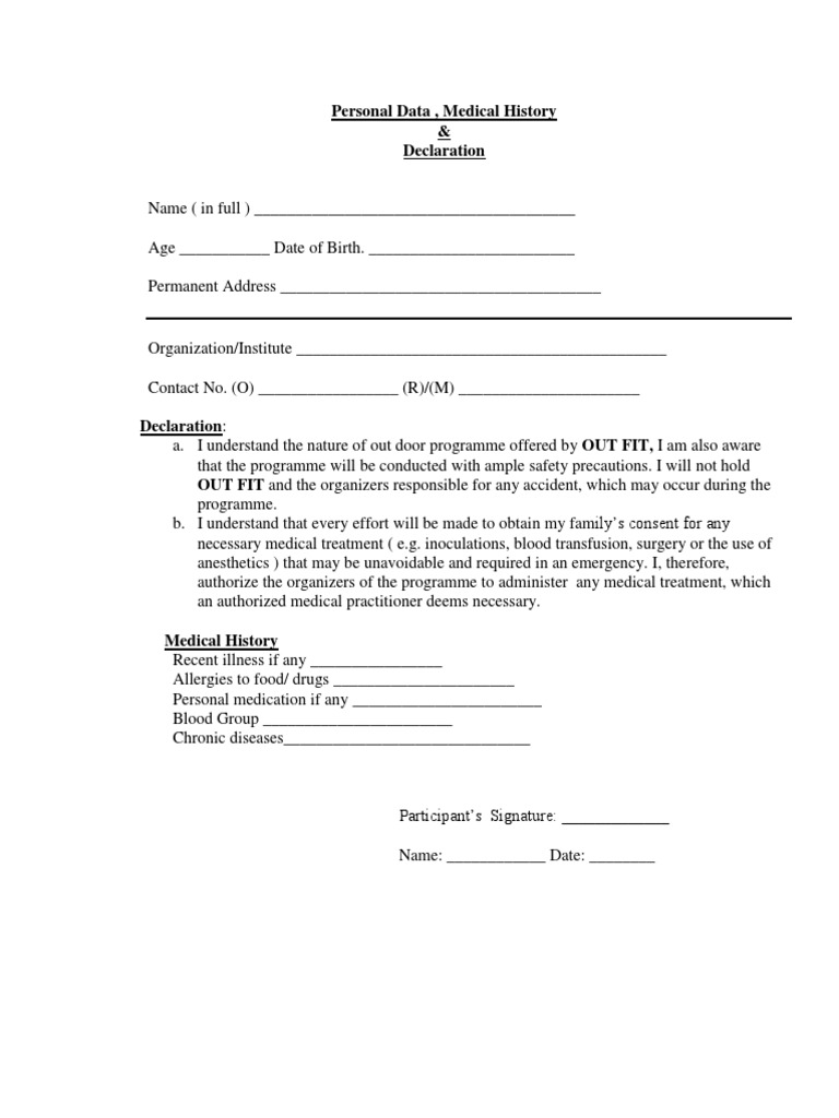 Outbound Activity Declaration Form | PDF