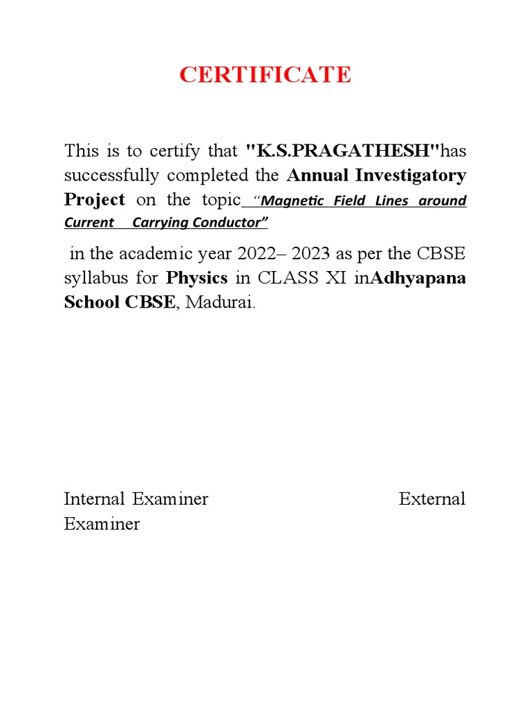Physics Investigatory Project | PDF | Magnetic Field | Magnetism