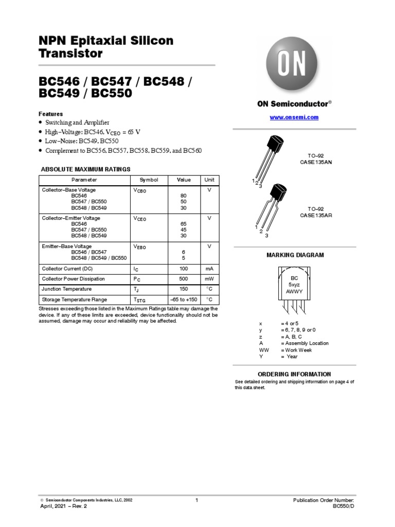 DATASHEET Semiconductor BC547B | PDF | Bipolar Junction Transistor ...