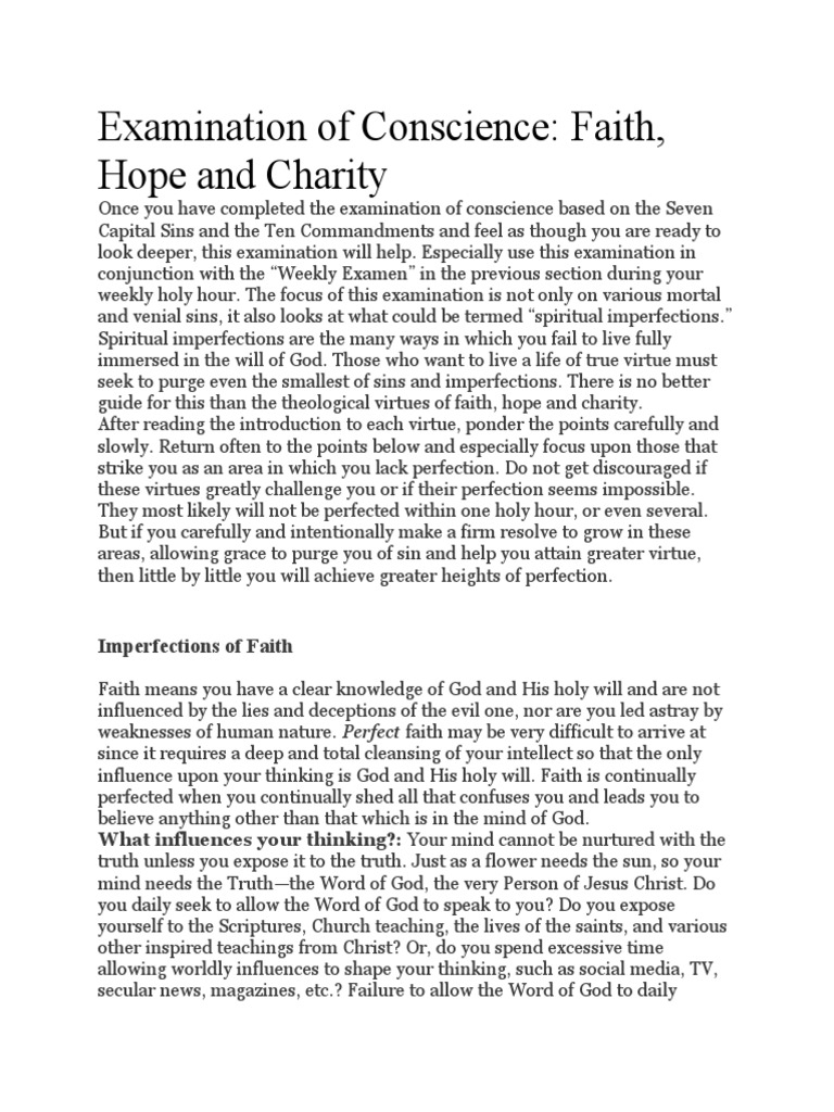Examination of Conscience PDF Faith Love