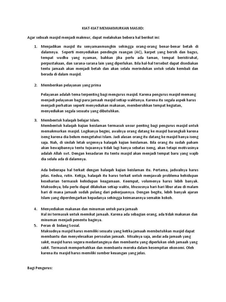 Kiat Memakmurkan Masjid Pdf