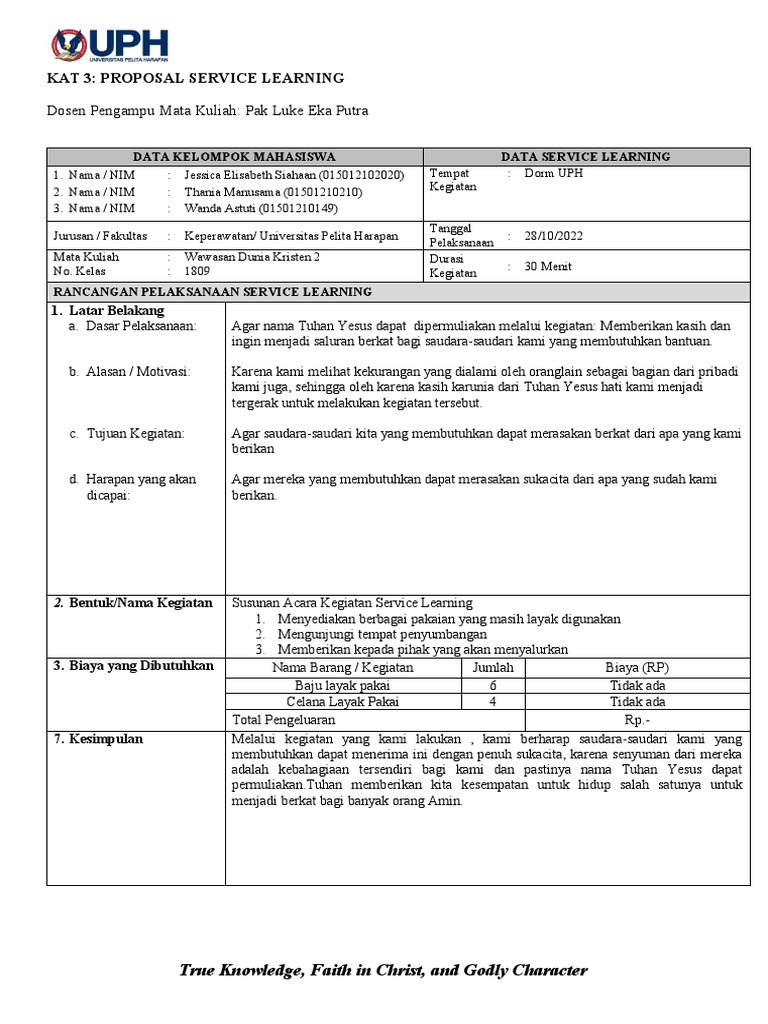 Proposal Service Learning Keperawatan | PDF