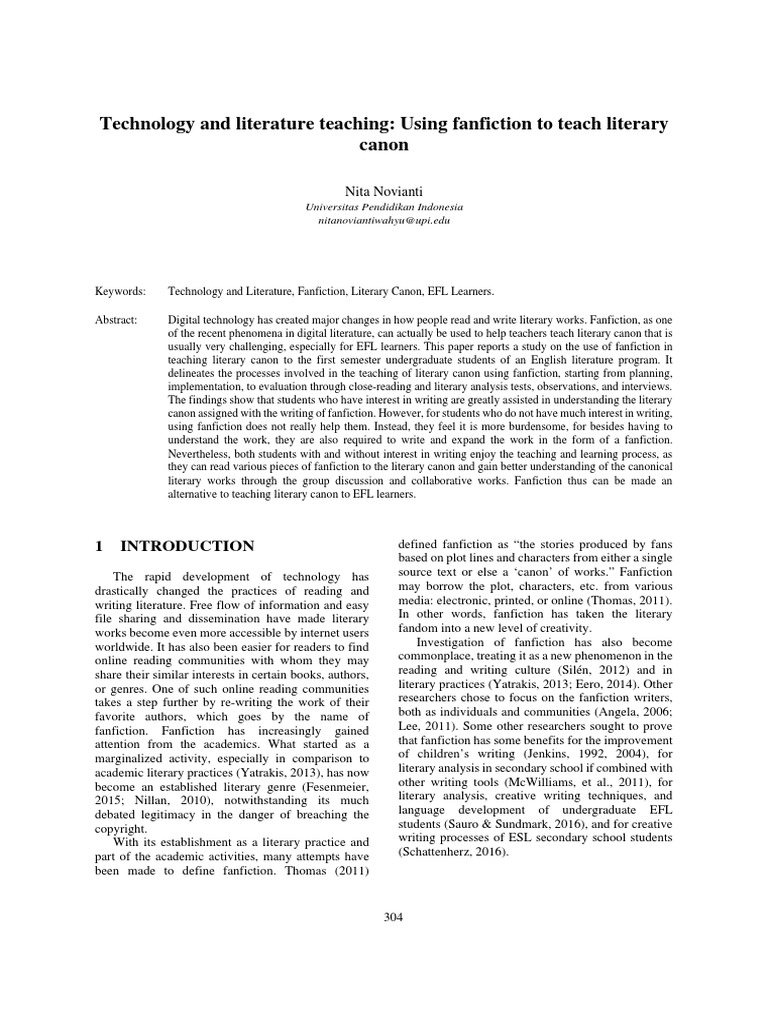 Technology and literature teaching: Using fanfiction to teach literary ...