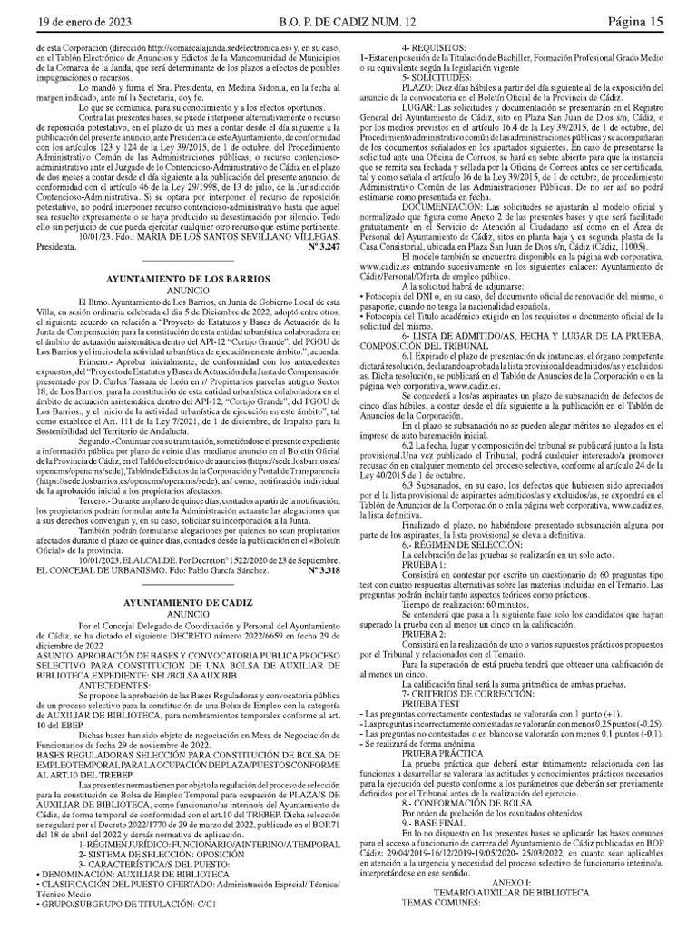 Bop num 12 de 12 de enero de 2023 pdf