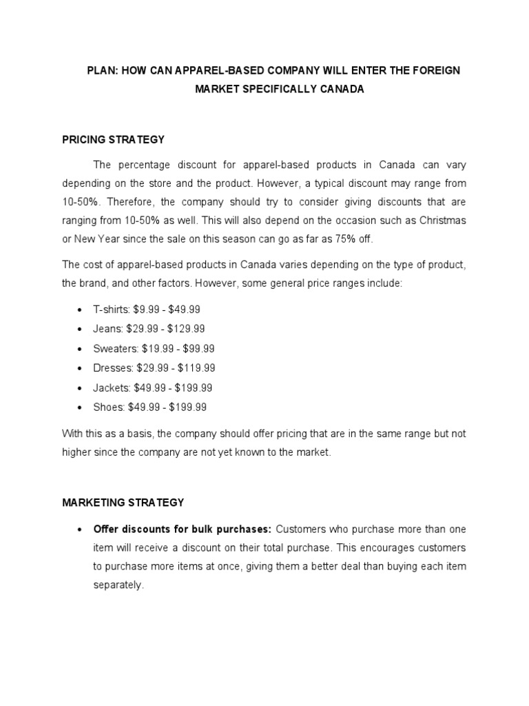 Apparel Based Company Market Research PDF Pricing Logistics