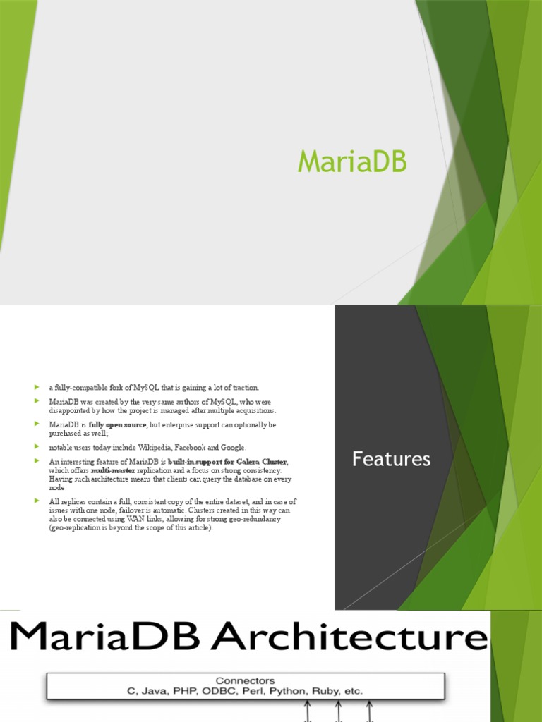 MariaDB: Galera Cluster Overview | PDF | My Sql | Replication (Computing)