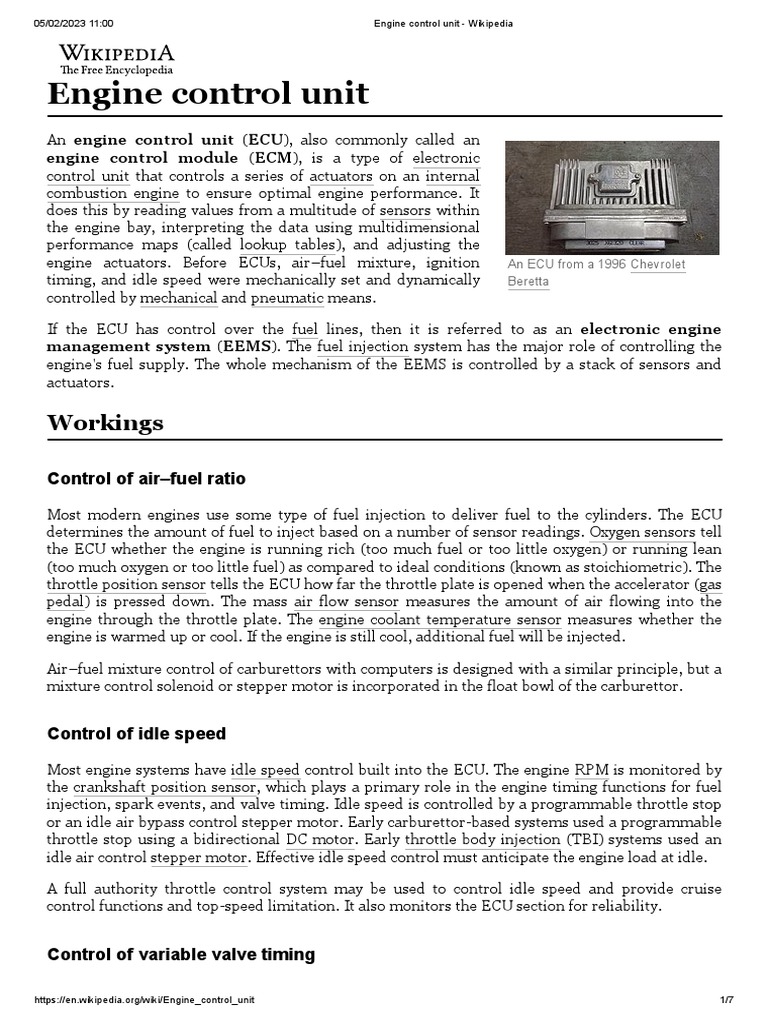 Engine Control Unit Overview | PDF | Throttle | Manufactured Goods