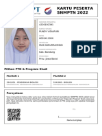 Kartu Peserta SNMPTN 2022: 4220192391 Pundy Vidiapuri 0035411950 Mas Darurrahman Kab. Bandung Prov. Jawa Barat