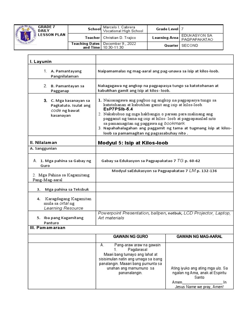 GRADE 7 7th ESP KO | PDF