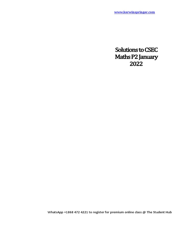 CSEC Maths Solutions January 2022 | PDF | Rectangle | Elementary Geometry