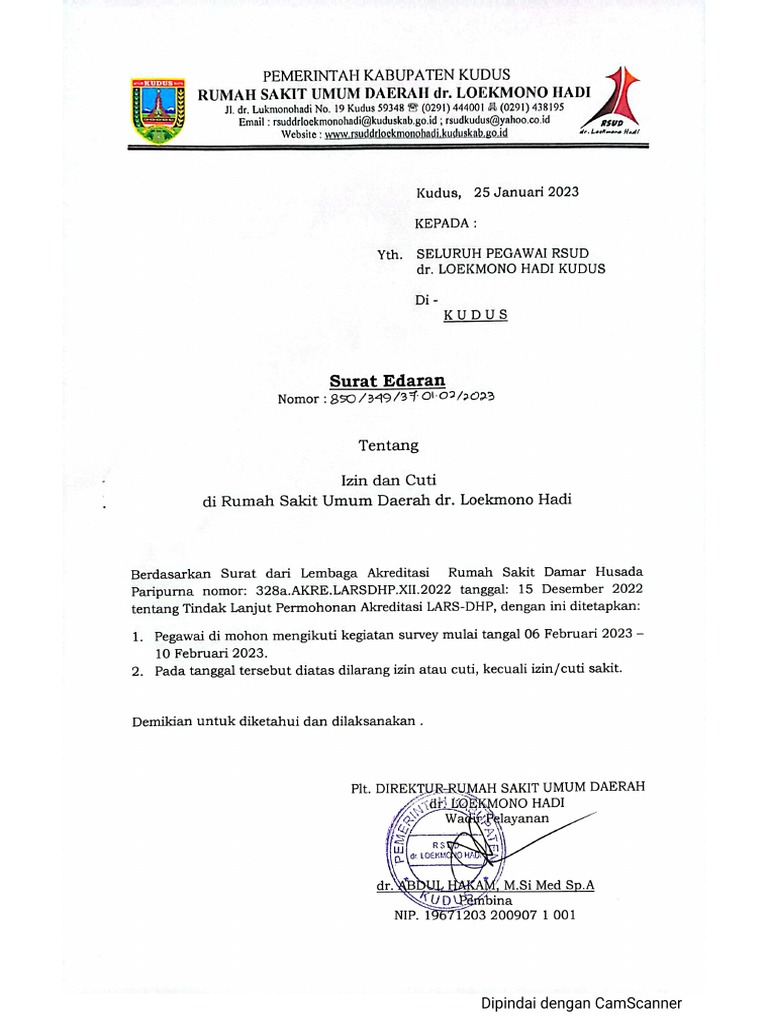 Surat Edaran Cuti Dan Ijin | PDF