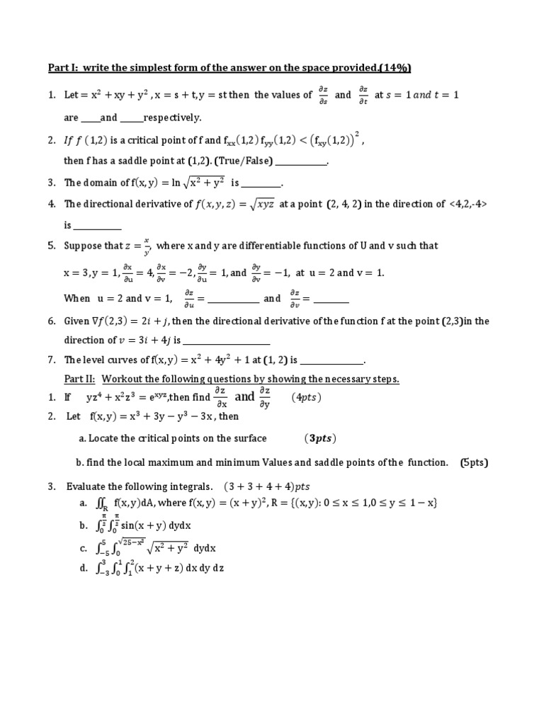 Final Exam | PDF | Derivative | Maxima And Minima