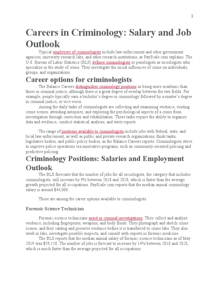 Careers in Criminology Salary and Job Outlook Career Options For