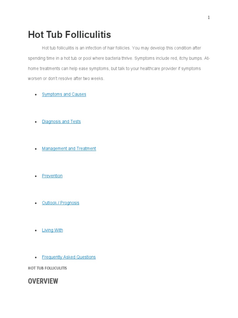 Hot Tub Folliculitis Symptoms and Causes PDF Pseudomonas