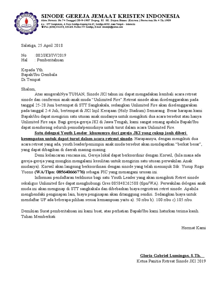 Surat Undangan Gereja NEW NEW | PDF