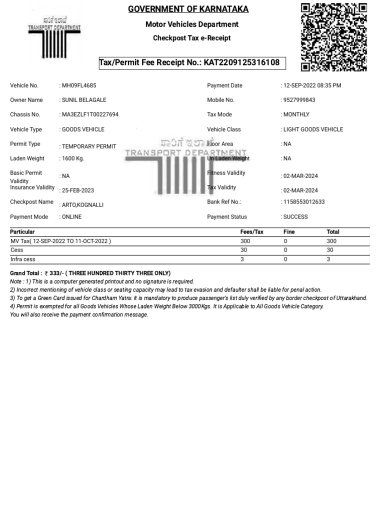 Online Tax Payment Portal PDF Vehicles Transport