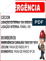 Contatos emergência CECOM e bombeiros Carajás
