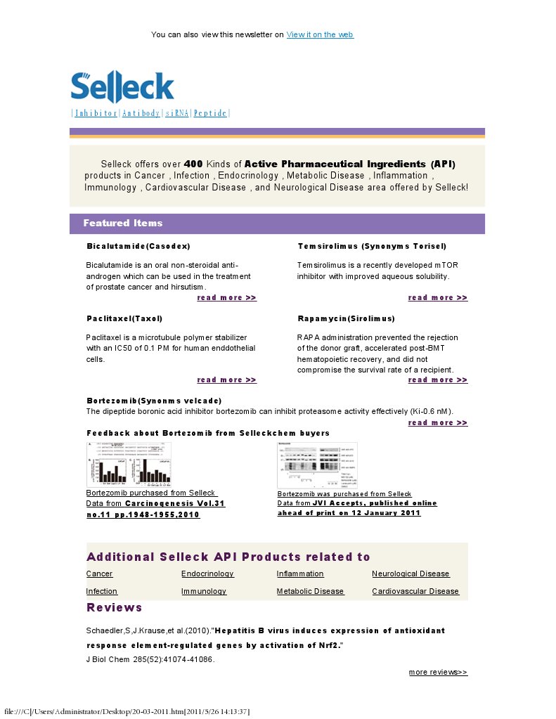 Active Pharmaceutical Ingredients Products From Selleck | PDF | Self ...