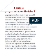 C'Est Quoi Le Programmation Linéaire