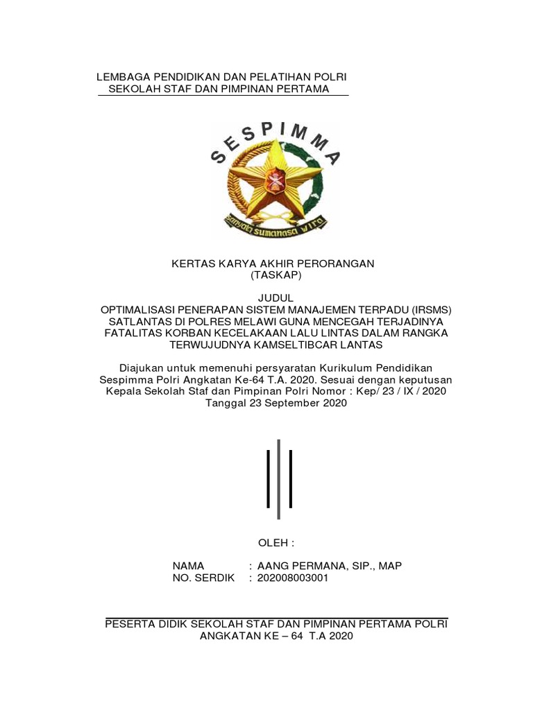 Optimalisasi IRSMS untuk Kamseltibcar Lantas | PDF