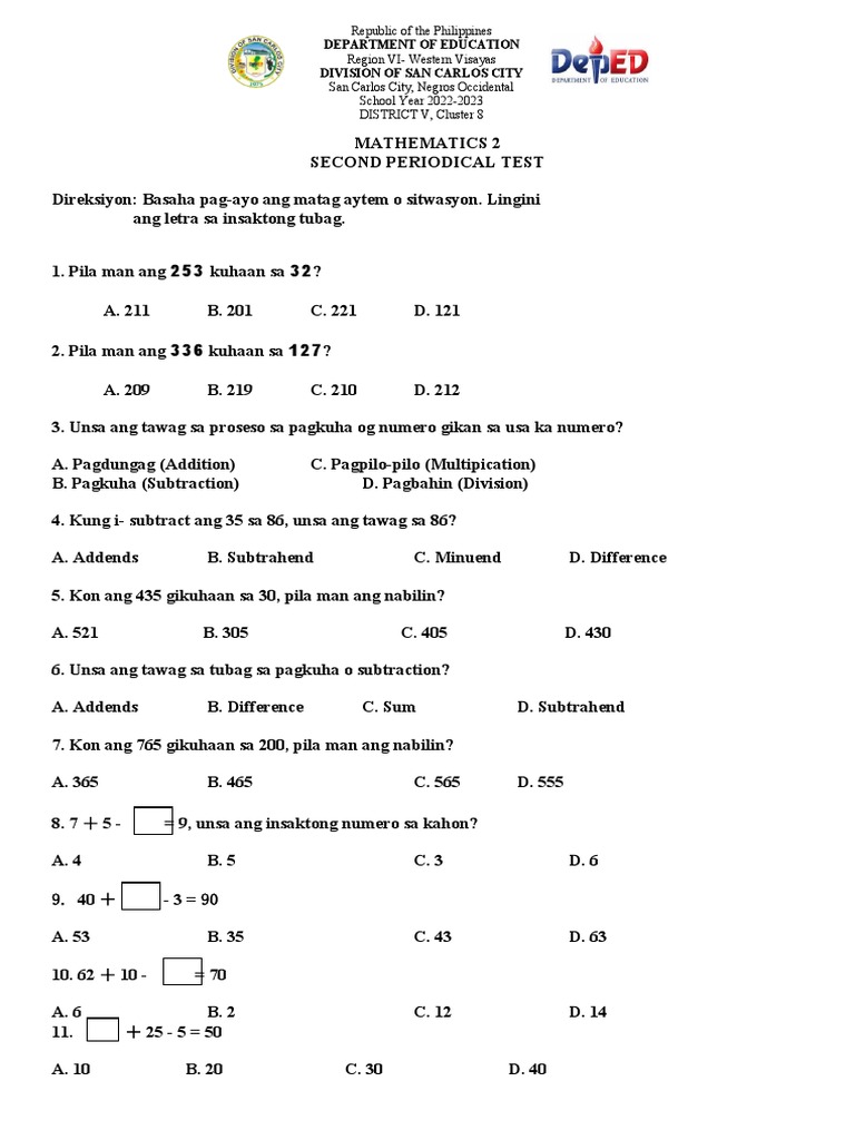 MATHEMATICS 2 Final | PDF
