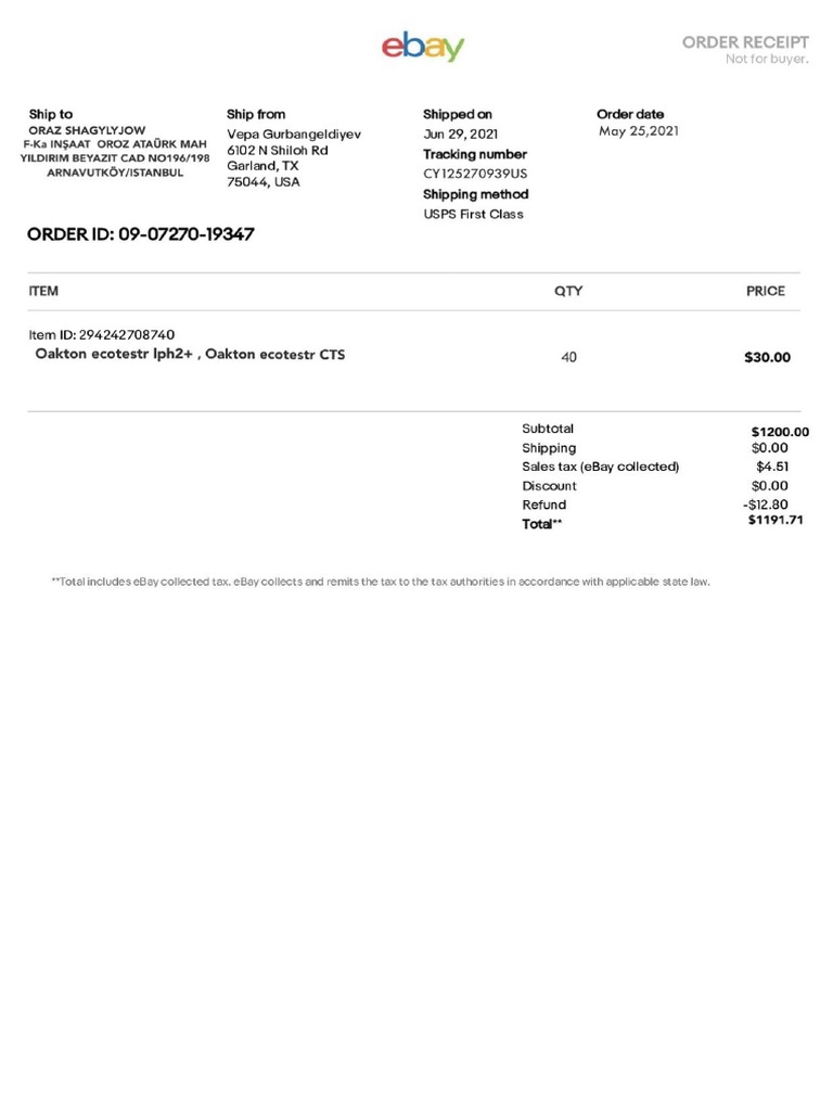 Ebay Invoice PDF PDF