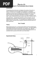 Physics 4A: Experiment 2: The Acceleration Due To Gravity