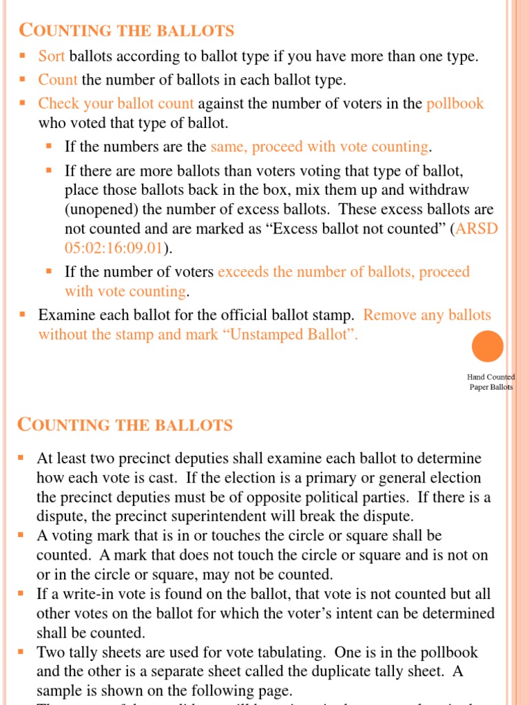 Ballot Counting Procedures Guide | PDF | Voting | Political Corruption