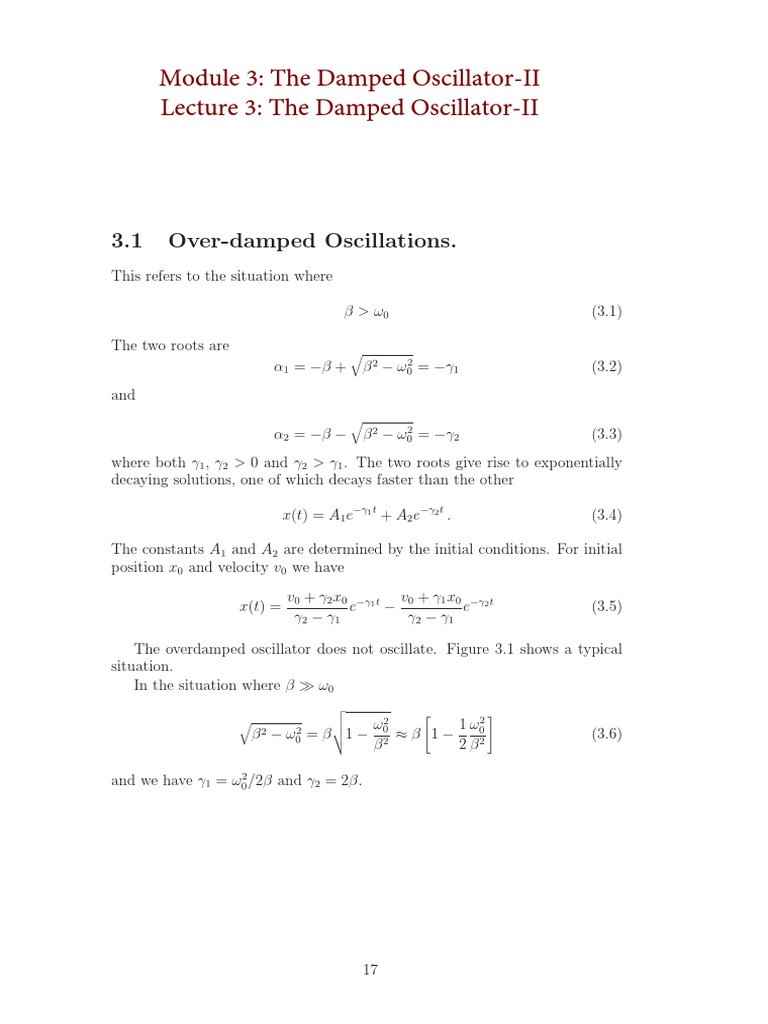 Lec 3 Pdf Damping Oscillation