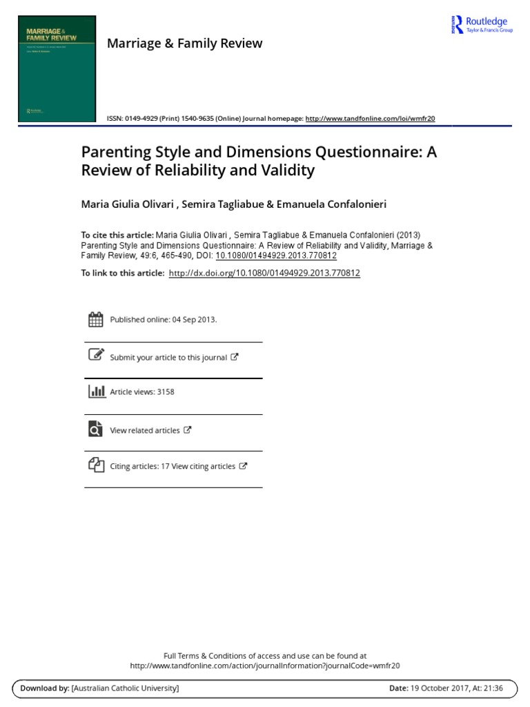 26.parenting Style and Dimensions Questionnaire A | PDF