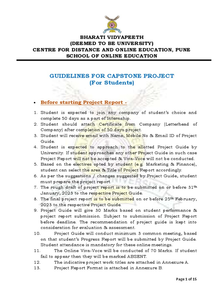 Capstone Project Guidelines for Students | PDF | Stocks | Paragraph