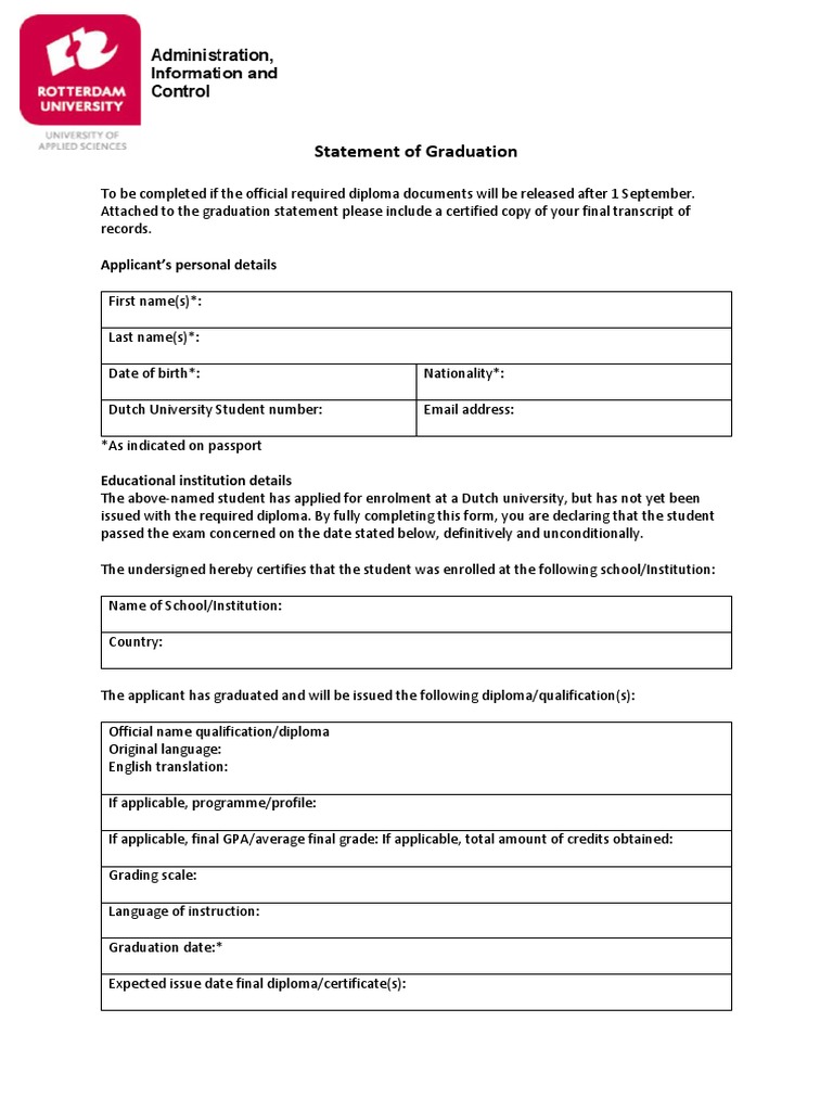 Diploma Statement (Rotterdam) | PDF