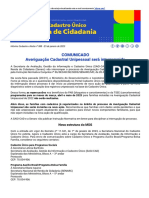 Averiguação Cadastral Unipessoal será interrompida