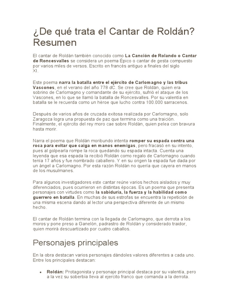 Cantar de Roldan | PDF