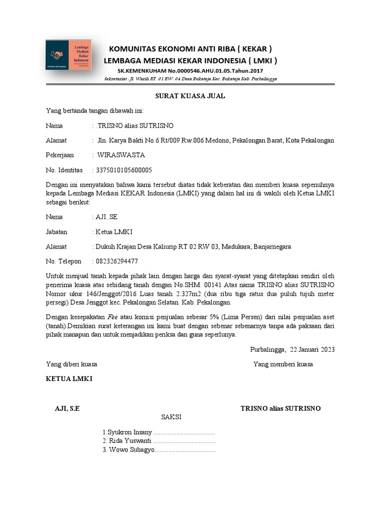 Surat Kuasa Jual PDF