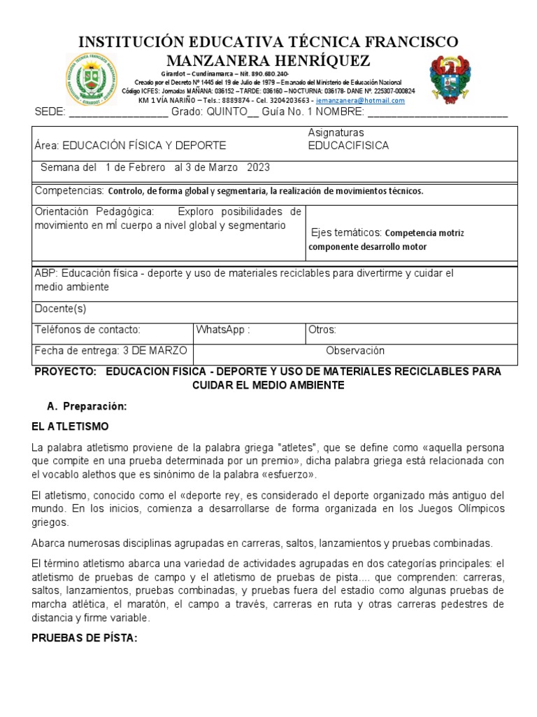 Introducción al Atletismo Escolar | PDF | Deporte del atletismo ...