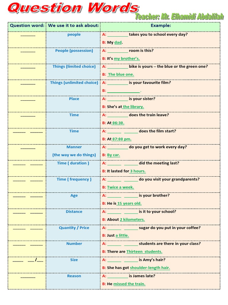 Questions Lesson | PDF | Language Arts & Discipline