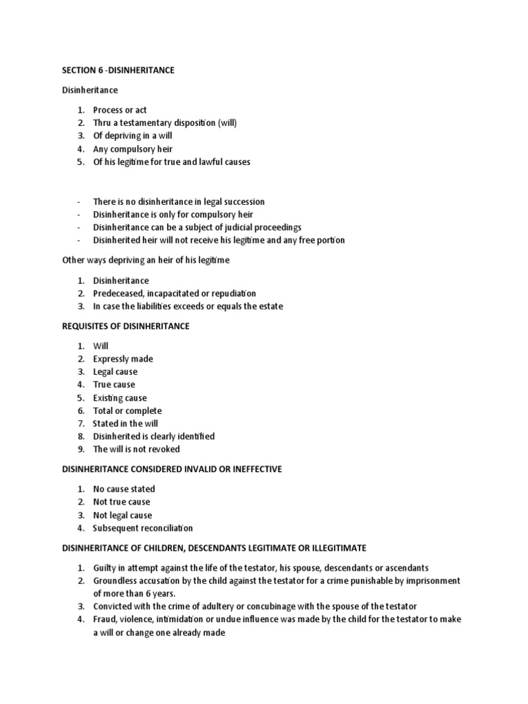 Disinheritance legacies and succession a comprehensive examination