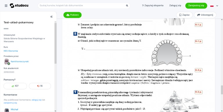 Układ Pokarmowy Sprawdzian 2 Liceum Test-Uklad-Pokarmowy - A Test Układ Pokarmowy Test Sprawdzający