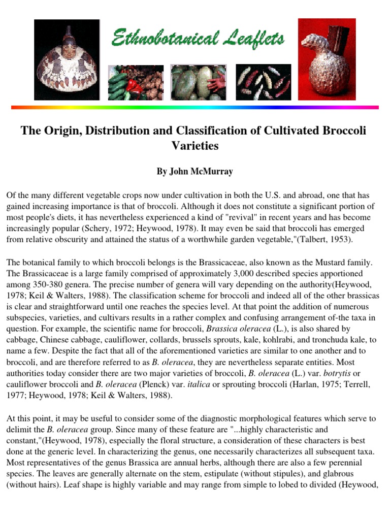 The Origin Distribution and Classification of Cultivated Broccol PDF