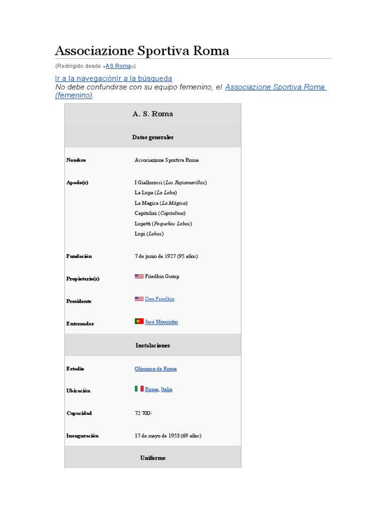 Associazione Sportiva Roma PDF A.C. Milan Asociación de Registros