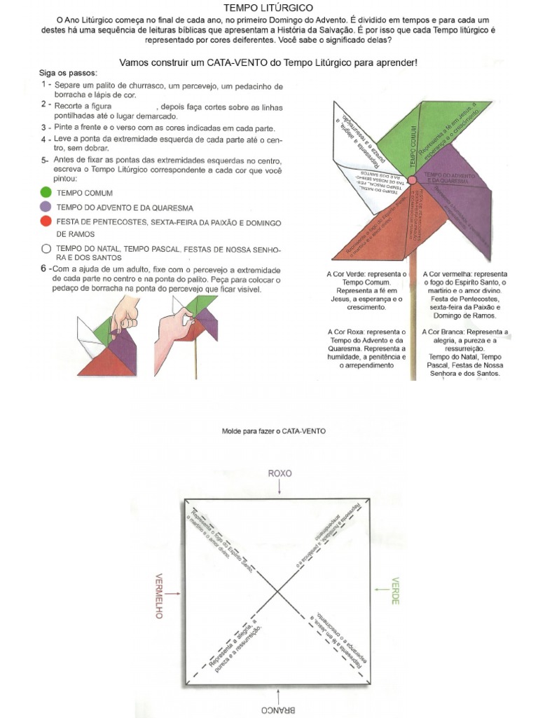 Actividade Advento Vamos Construir o Catavento Do Tempo Liturgico | PDF