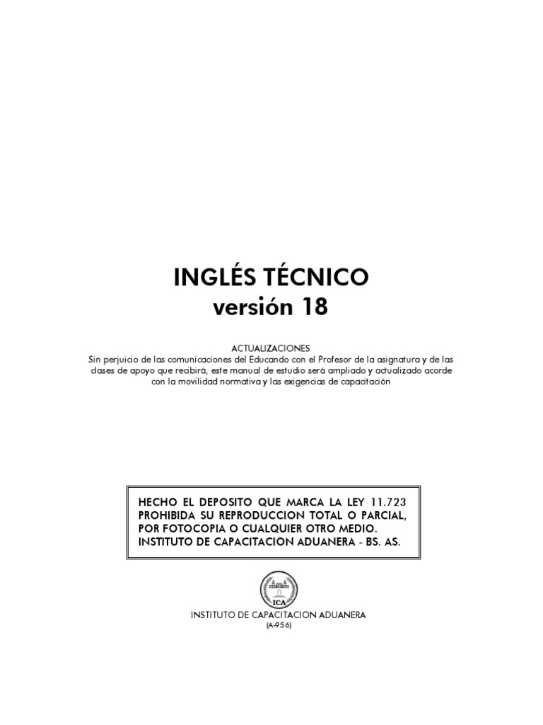 Ingles Tecnico V18 Pdf Objeto Gramática Verbo