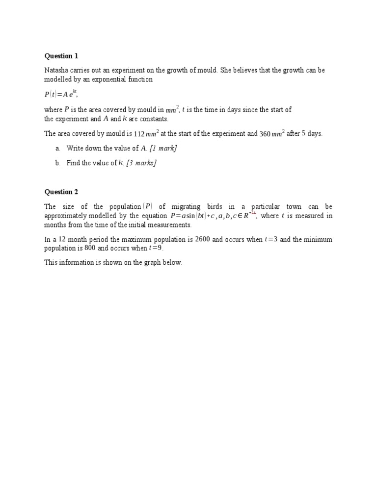 Sinusoidal and Exp. Functions Practice Questions | PDF | Turbine ...