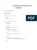 Stack Frame and Function Prologue and Epilogue: Given The Program Below