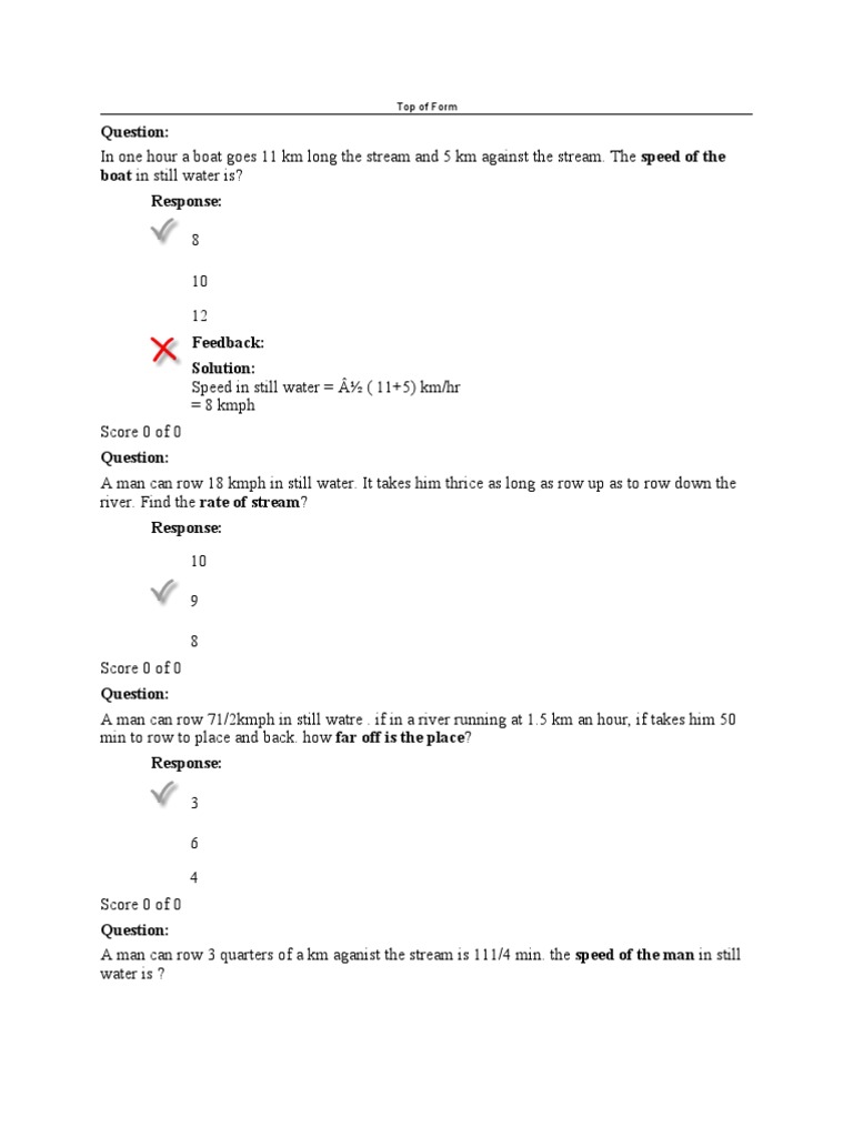 Boating Speed and Stream Problems | PDF