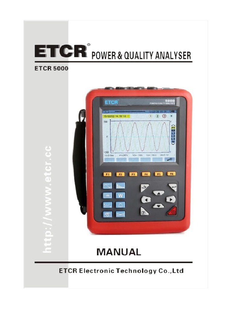 ETCR5000 Power Quality Analyzer Manual | PDF | Ac Power | Root Mean Square