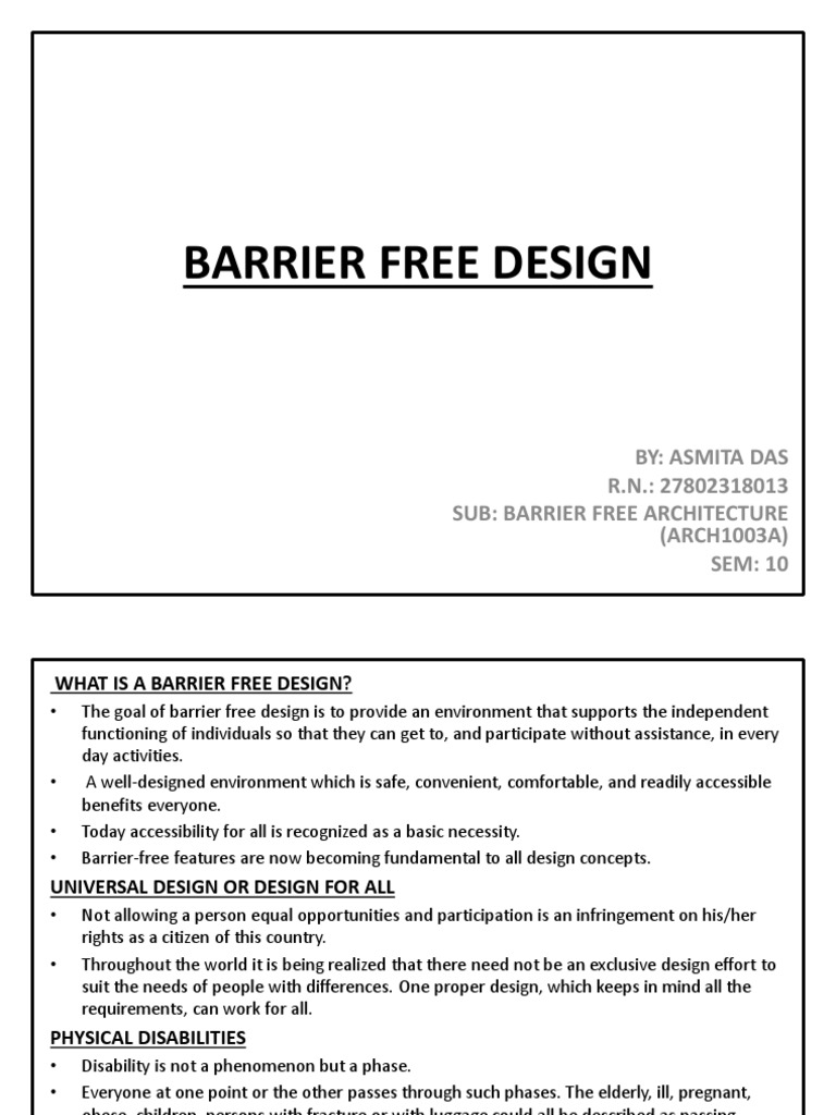 Barrier Free Design | Download Free PDF | Disability | Visual Impairment